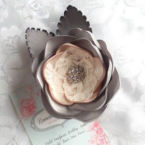 Silver hair flower clip